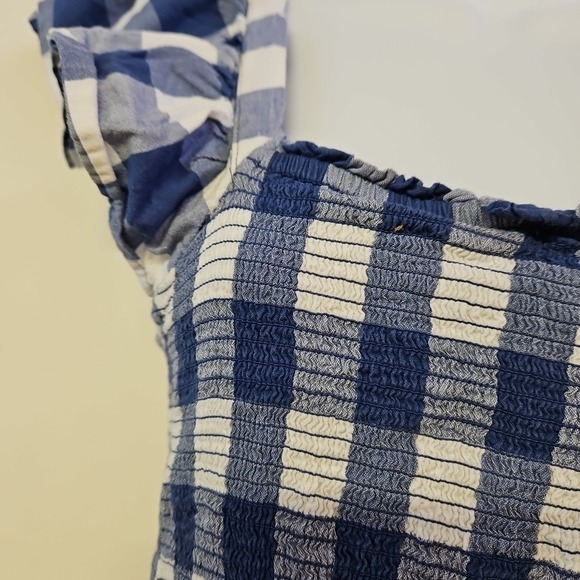 Old Navy Blue & White Gingham Dress Size S Smocked Flutter Sleeve Cottagecore - Picture 3 of 7